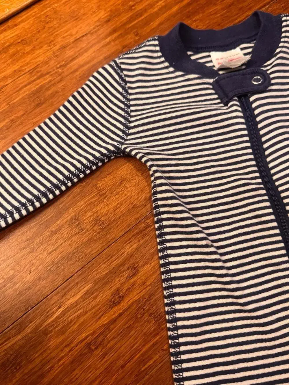 Hanna Andersson 18-24M Navy Blue Stripe Organic Cotton Zip Sleeper Pajamas